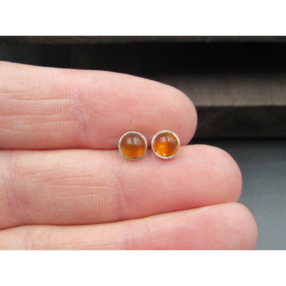 Sterling Silver Small Simple Orange Material Stud… - image 1
